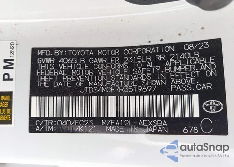 2024 Toyota Corolla Se from USA, damaged, VIN JTDS4MCE7R3519697